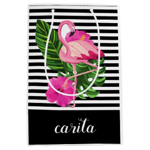 Personlig Flamingo Stripe Gift Bag