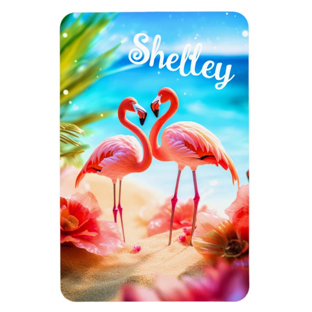 Personlig Flamingo Thned Magnet (Vertikal)