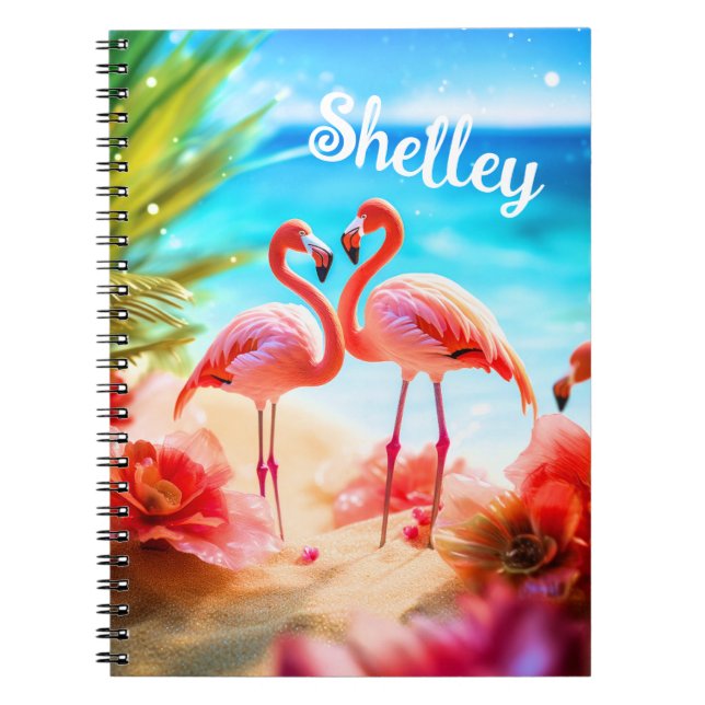 Personlig Flamingo Thned Notebook Anteckningsbok (Framsidan)