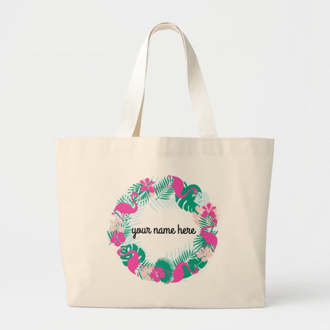 Personlig Flamingo Tote Bag Jumbo Tygkasse (Framsidan)