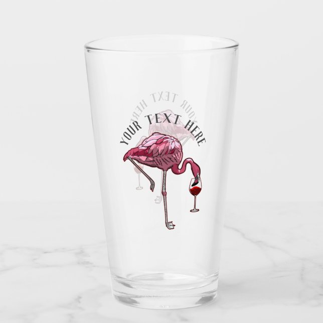 Personlig Flamingo Vin Drinker Novelty Glaskopp (Framsida)