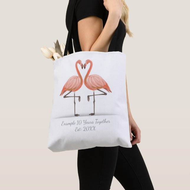 Personlig Flamingo X Års Jubileum Tygkasse (Närbild)