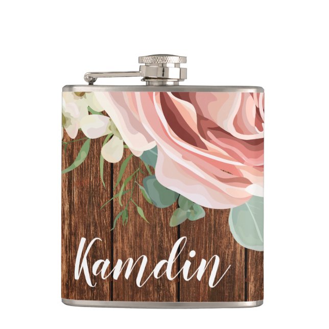 Personlig Flask Geometric Garden Ro Barn Wood Fickplunta (Framsidan)