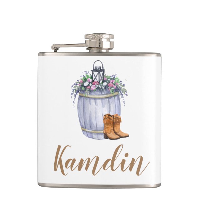 Personlig Flask Sommar Landsbyggsbröllop Rustic W Fickplunta (Framsidan)