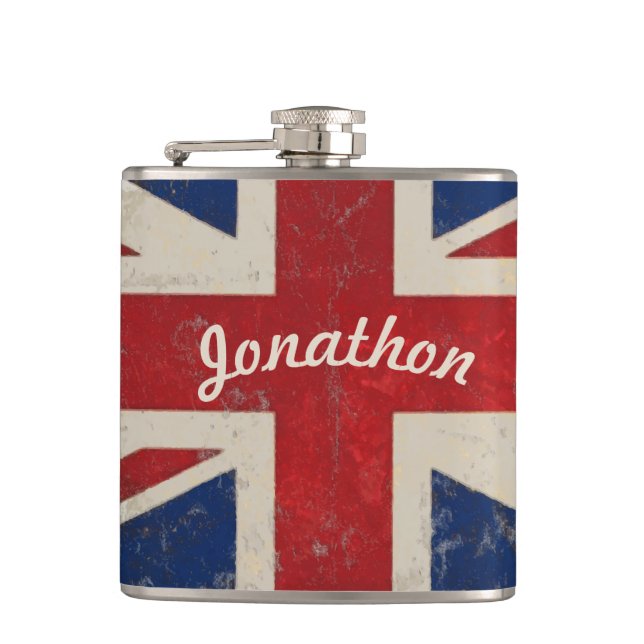 Personlig Flask UK Vintage Flagga Fickplunta (Framsidan)