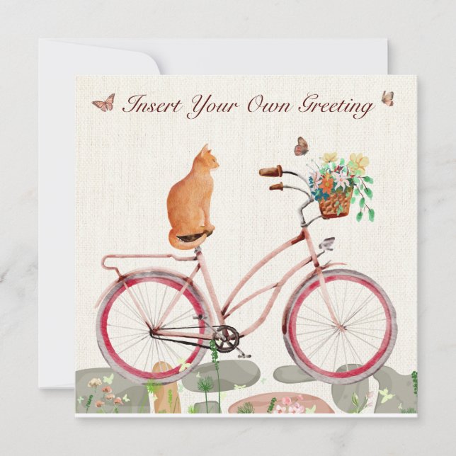 Personlig Flat Card Le Chatta à Vélo (Framsida)