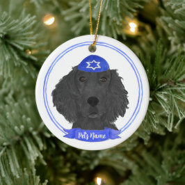 Personlig Flat Jackat Retriever Hund Hanukkah Julgransprydnad Keramik