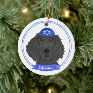 Personlig Flat Jackat Retriever Hund Hanukkah Julgransprydnad Keramik