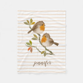 Personlig Fleece Blanket English Robin Birds