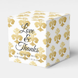 Personlig Fleur De Lis Guld Bröllop Presentaskar