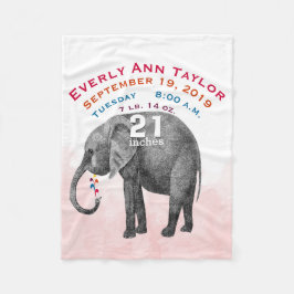 Personlig Flicka Birth Record Stats Elephant Fleecefilt