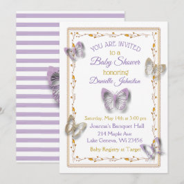 Personlig Flicka Butterfly Baby Shower Inbjudningar