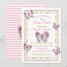 Personlig Flicka Butterfly Baby Shower