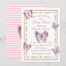 Personlig Flicka Butterfly Baby Shower Inbjudningar