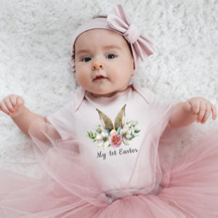 Personlig Flicka Cute Bunny Öron Baby Bodysu T Shirt