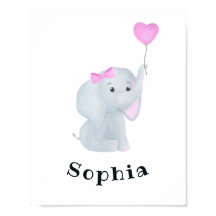 Personlig Flicka Elephant Nursery Wall Art