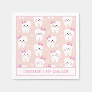 Personlig Flicka First Tooth Pappersservett