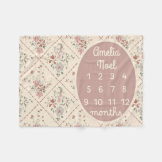 Personlig Flicka Milestone Blanket Anpassa Fleecefilt