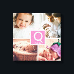 Personlig flicka monogram fotokollage canvastryck<br><div class="desc">Ett underbart tillägg till flicka barnhemlighet med favoritfoton av familjen. Anpassa monogramdesignen för henne. Rosa färg kan ändras med hjälp av verktygen "anpassa ytterligare".</div>