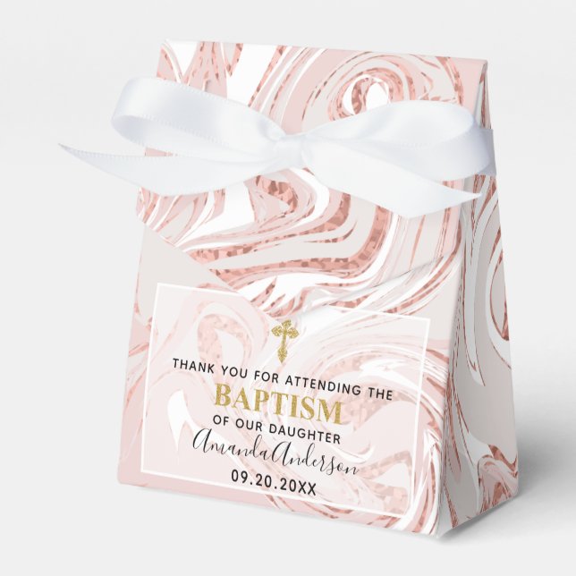 Personlig Flicka Ro Guld Marble Baptism Presentaskar (Framsidan Sidan)