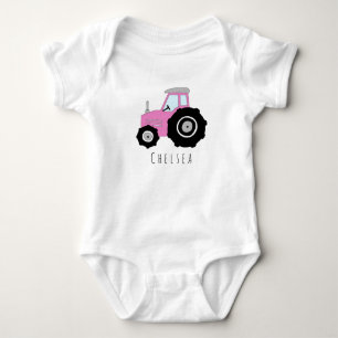 Personlig Flicka Rosa Farm Tractor med Namn T-shirt
