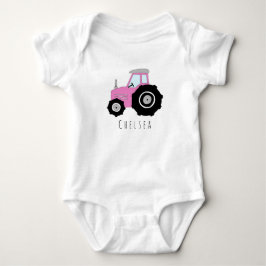 Personlig Flicka Rosa Farm Tractor med Namn Tee