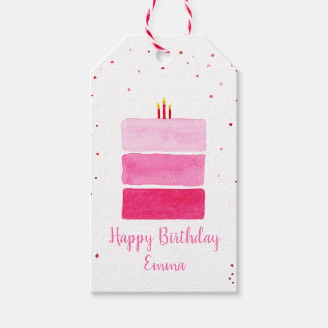 Personlig-flickans märkre för födelsedagskalas ros presentetikett (Framsidan)