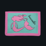 Personlig-flickans plånbok med utskrift av söt sjö<br><div class="desc">Personlig-flickans plånbok med söt sjöjungfru. Cute Birthday eller julklapp för små flickor. Anpassa med namn eller brev i monogrammet. Gör en till ditt barnbarn,  dotter,  barndotter osv. Girly Silhouette-design. Rosa och turkos blått färg.</div>