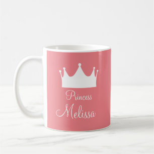 Personlig Flickbarn Prinsessan Rosa Krona Kaffemugg