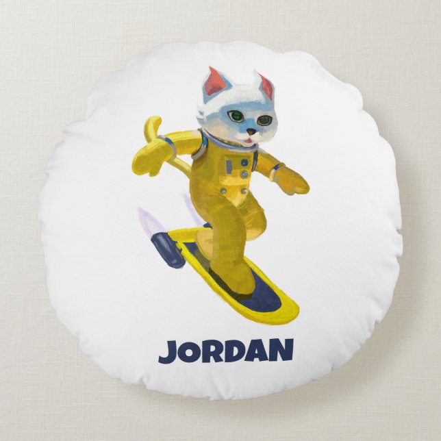 Personlig Flies Skateboard Magnet Rund Kudde (Framsidan)