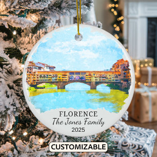 Personlig Florence Ornament, Italien Gift Julgransprydnad Keramik
