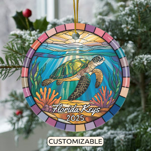 Personlig Florida Nycklar Ornament, Sea Turtle Julgransprydnad Keramik