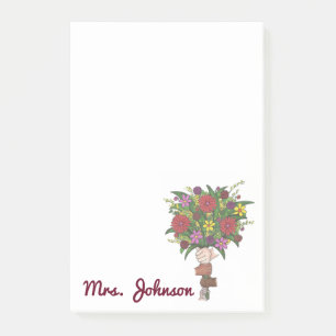 Personlig Flower Bouquet School Teacher Post-it Block