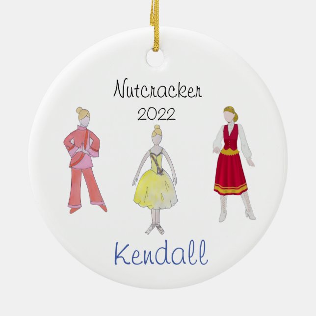 Personlig Flower/Chinese/Russian Nutcracker Julgransprydnad Keramik (Baksidan)