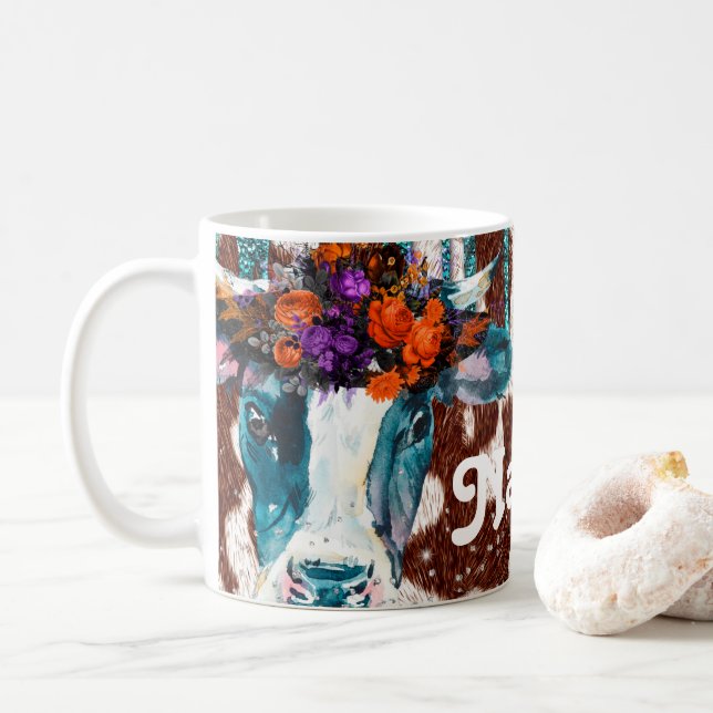 Personlig Flower Cows Design Coffee Mugg Kopp (Med munk)