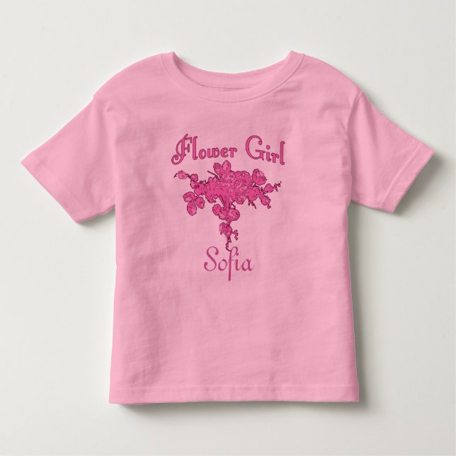 Personlig FLOWER GIRL med Big Rosa Bouquet T Shirt (Framsida)