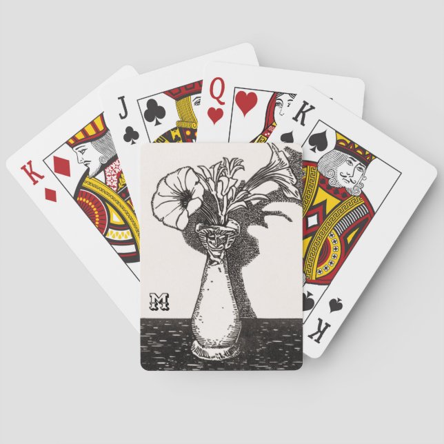 Personlig Flower Vas Black and White Casinokort (Baksidan)