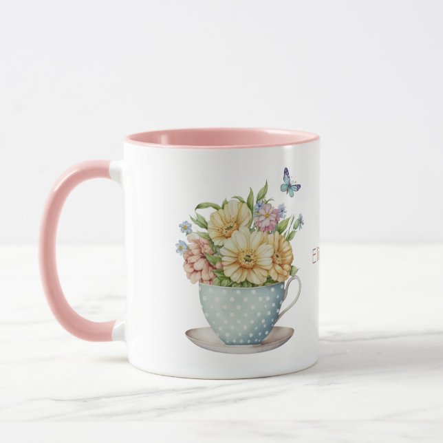 Personlig Flowers i Tekopp Coffee Tea Mugg (Vänster)