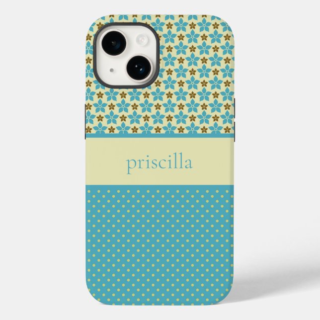Personlig Flowers och Polka dots Phone Case (Baksida)