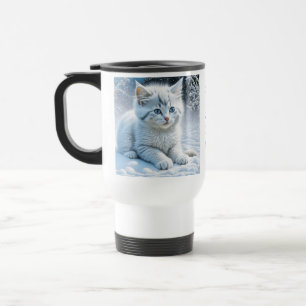Personlig Fluffy White Kitten i Snö Resemugg