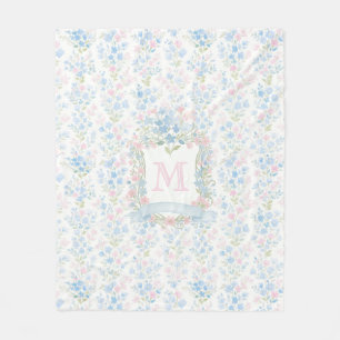 Personlig Flygblankett med Blommig Monogram Fleecefilt