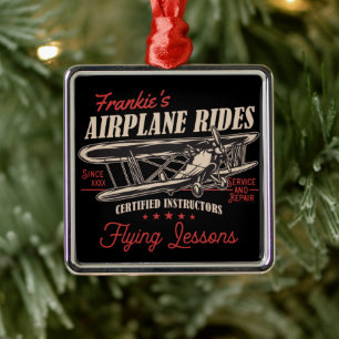 Personlig Flygplan Rides Retro Flödeslektioner Julgransprydnad Metall