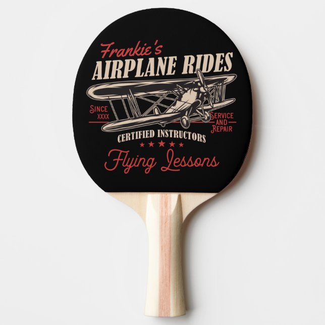Personlig Flygplan Rides Retro Flödeslektioner Pingisracket (Framsidan)