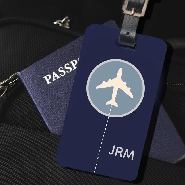 Personlig Flygplansresa med blå flygplan Bagagebricka (Skapare uppladdad)