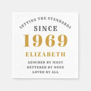 Personlig Födelsedag 1969 Lägg till ditt namn Guld Pappersservett