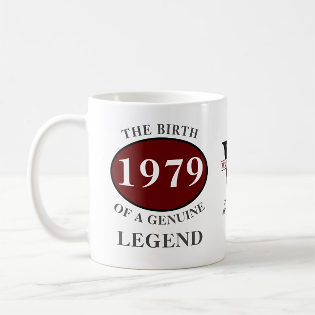 Personlig födelsedag 1979 Monogram Lägg till ditt  Kaffemugg (Vänster)
