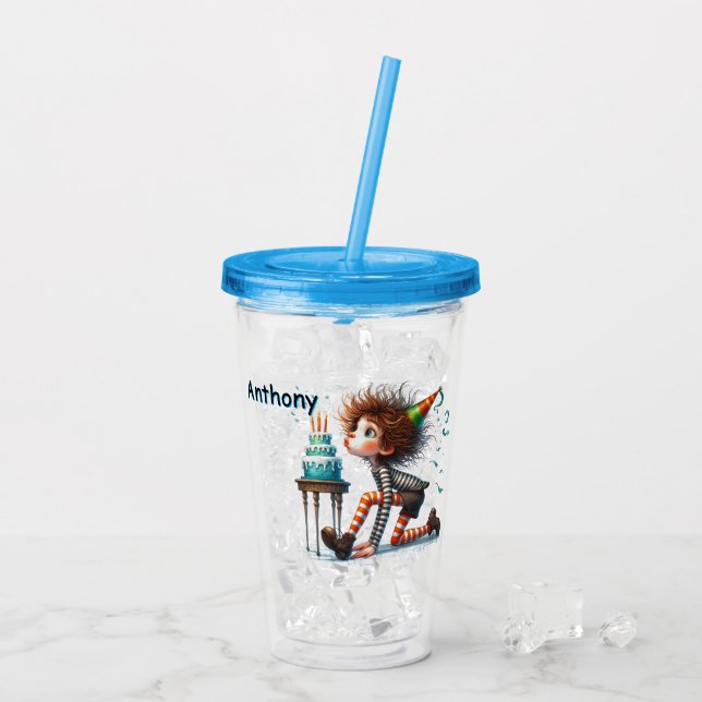 Personlig födelsedag för pojkar take away mugg (Baksida Ice)