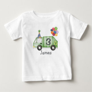 Personlig födelsedag för småbarn med sopbil t shirt