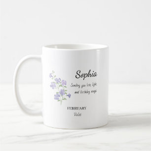 Personlig födelsedag i februari Violett Kaffemugg