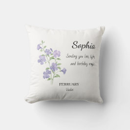 Personlig födelsedag i februari Violett Kudde